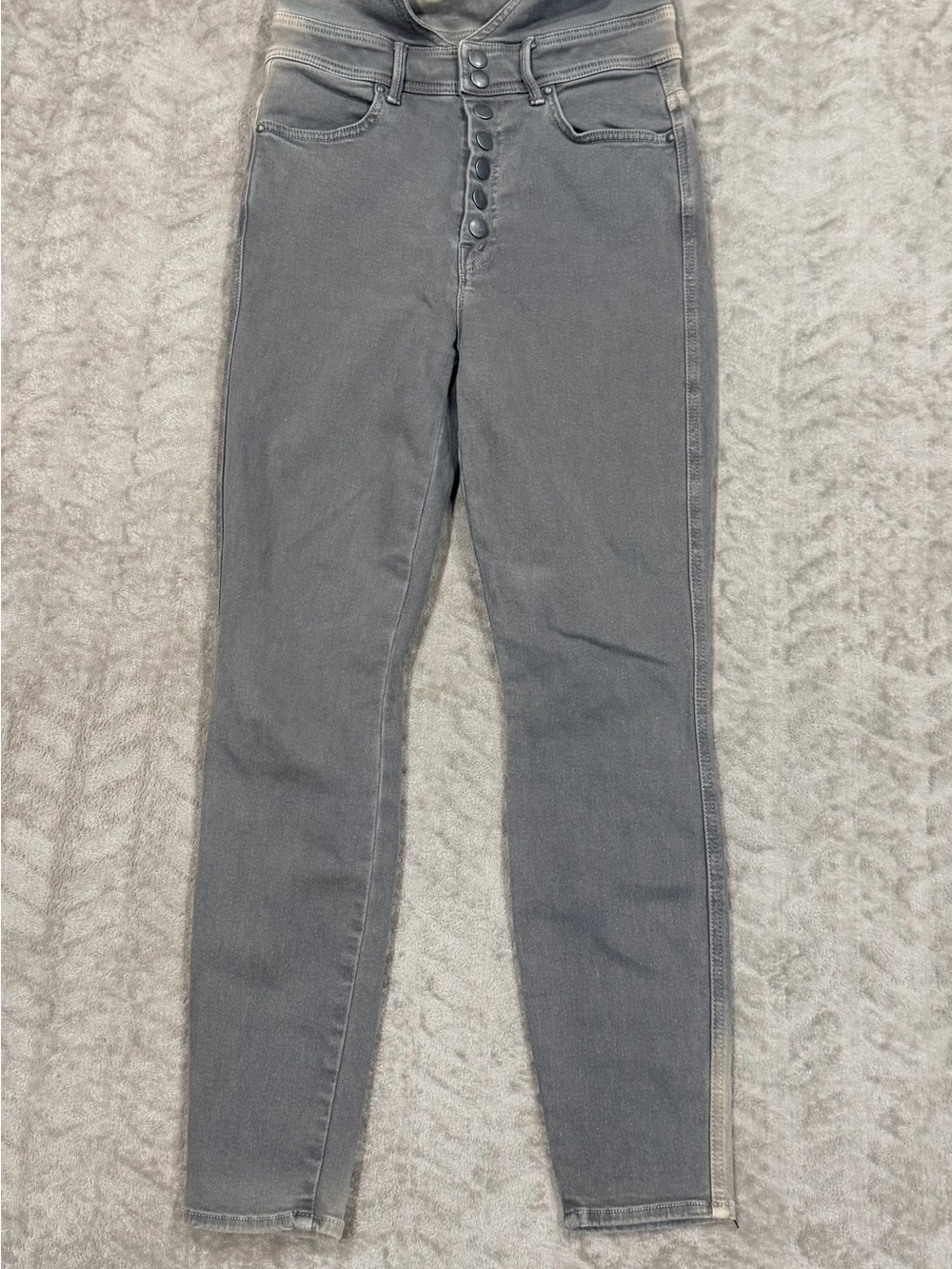 MOTHER The Swooner Exposed Snap Ankle Charcoal Gray Jeans 28 High Waist Grunge